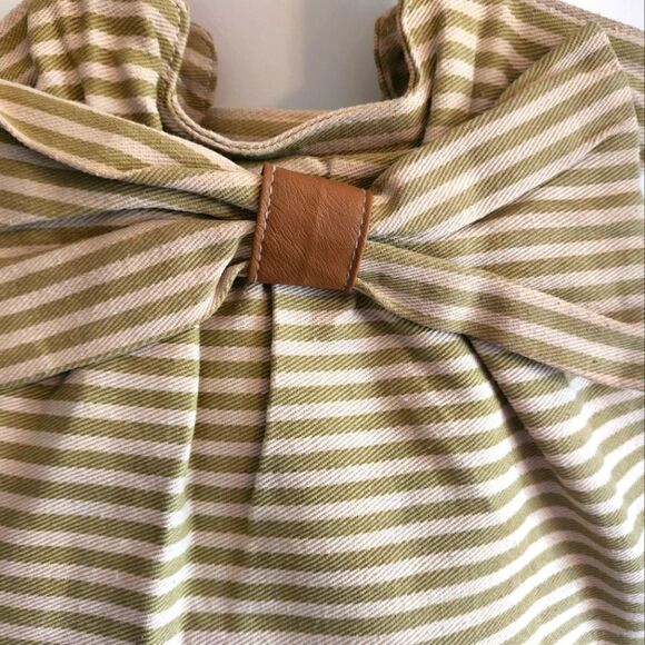 Boho Green and Ivory Striped Shoulder Bag - Picture 3 of 6